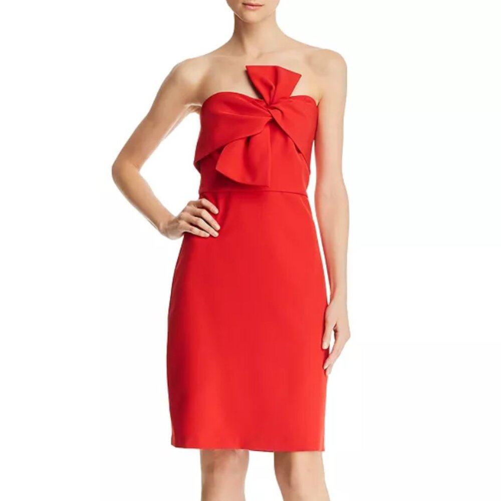 Sam Edelman Strapless Bow-Detail Mini Red Dress